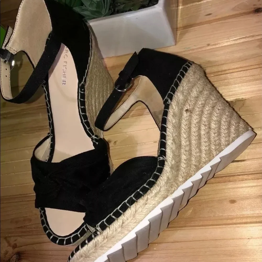 Marc Fischer LTD Espadrille Platform Wedge heels sandals black